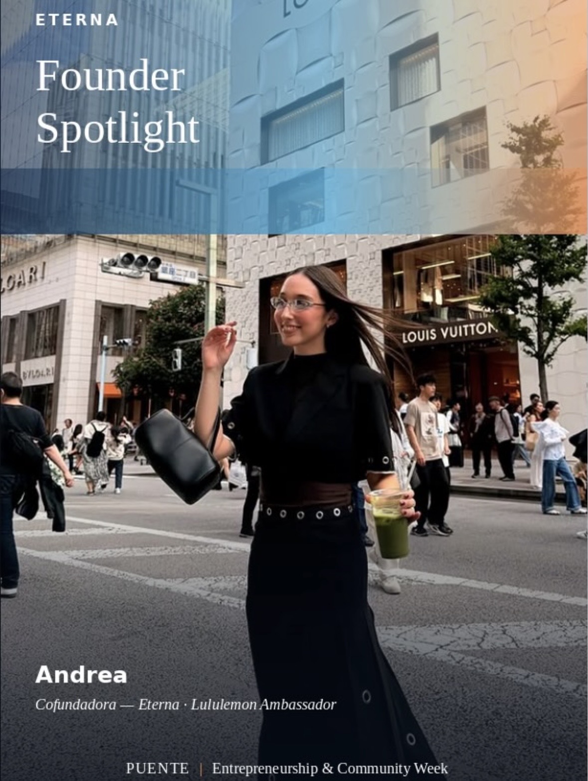 Andrea, cofundadora de Eterna y embajadora Lululemon